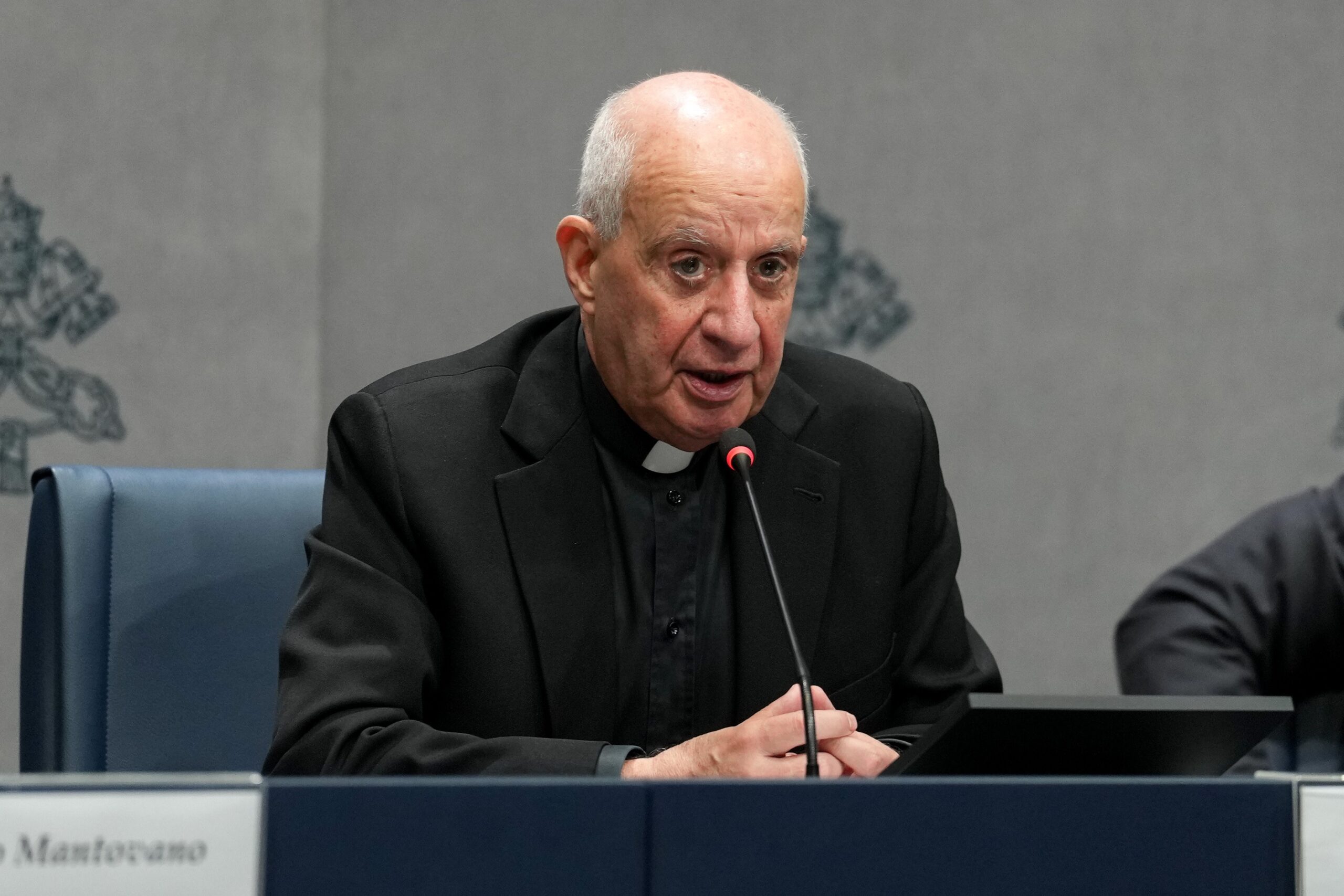 Archbishop Rino Fisichella, pro-prefect of the Dicastery for Evangelization, speaks during a press conference at the Vatican Jan. 5, 2026, presenting a summary of the Holy Year ahead of its official conclusion on Jan. 6. (CNS photo/Lola Gomez)