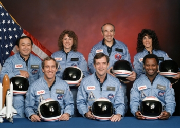 NASA's Space Shuttle Challenger crew members are: in the back row from left to right: Mission Specialist, Ellison S. Onizuka, Teacher in Space Participant Sharon Christa McAuliffe, Payload Specialist, Greg Jarvis and Mission Specialist, Judy Resnik. In the front row from left to right: Pilot Mike Smith, Commander, Dick Scobee and Mission Specialist, Ron McNair. Jan. 28, 2026, marked the 40th anniversary of the Challenger accident. (OSV News photo/NASA/Johnson Space Center)