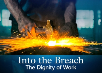 This is an image from the new video series from the Knights of Columbus titled “Into the Breach: The Dignity of Work,” which invites men to explore the Catholic vision of work in five 12-15 minute episodes. (OSV News photo/courtesy Knights of Columbus)