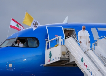 Pope Leo XIV arrives Beirut by plane from Turkey Nov. 30, 2025, the second leg of his first international papal trip. The Vatican announced Feb. 25 that Pope Leo XIV will travel to Monaco, Algeria, Cameroon, Angola, Equatorial Guinea and Spain. (CNS photo/Lola Gomez)