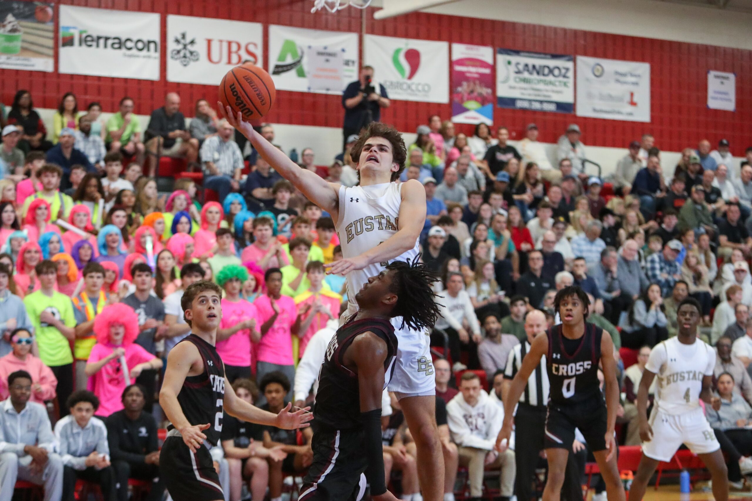 Photos by Lori M. Nichols
Bishop Eustace’s Sammy Semiraglio (1) shoots the ball during the NJSIAA South Jersey Non-Public B boys basketball final against Holy Cross Prep on March 9 at Lenape High School in Medford.