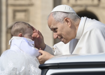 Pope Leo XIV leads the general audience in St. Peter's Square at the Vatican March 25, 2026. (CNS photo/Vatican Media)