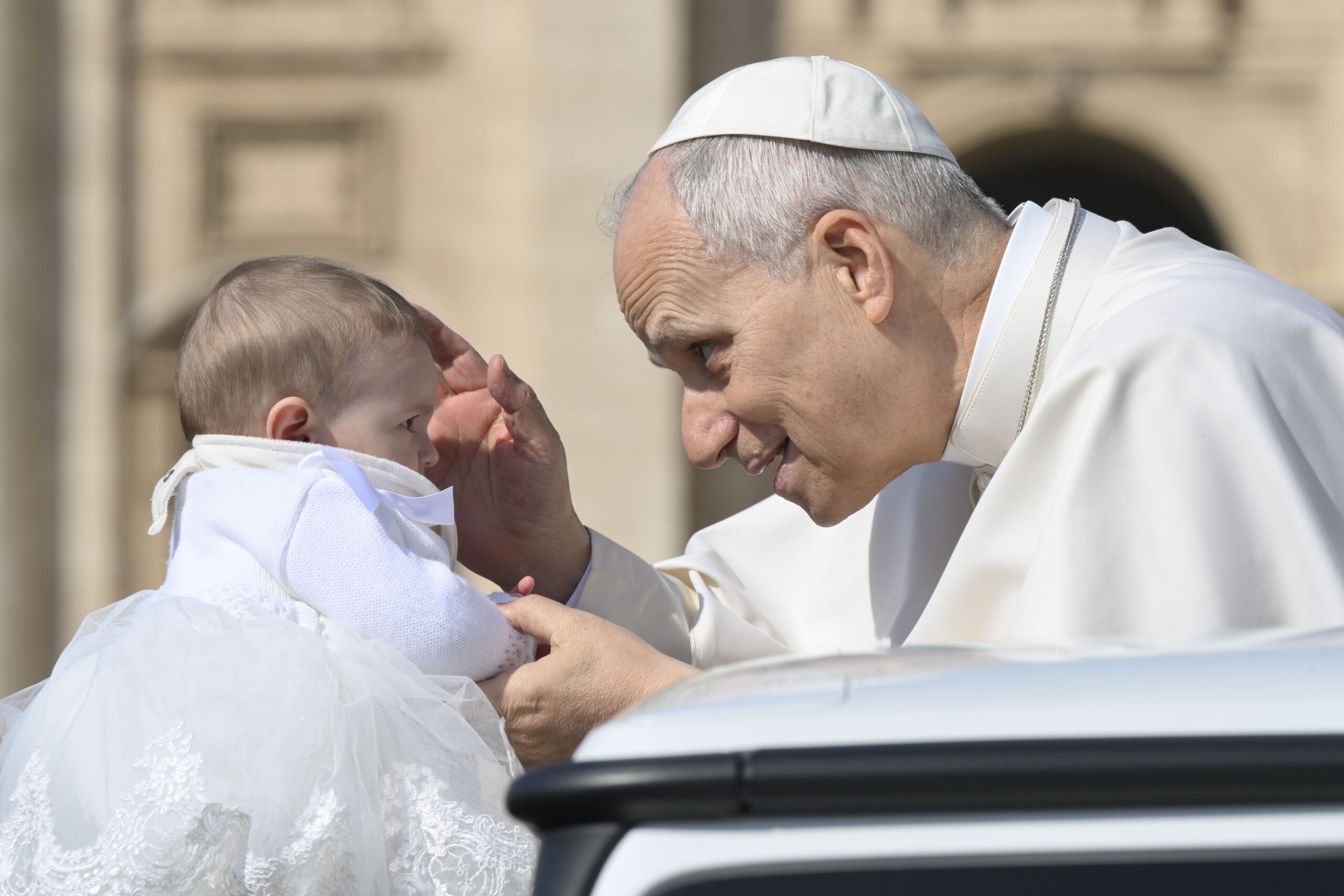 Pope Leo XIV leads the general audience in St. Peter's Square at the Vatican March 25, 2026. (CNS photo/Vatican Media)
