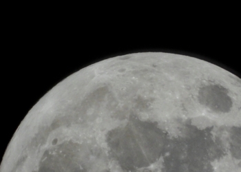 The moon during its waxing gibbous phase over Ronda, Spain, after the launch of NASA's Artemis II lunar flyby mission, with the next-generation moon rocket, the Space Launch System (SLS) rocket and the Orion crew capsule, April 2, 2026. (OSV News photo/Jon Nazca, Reuters)