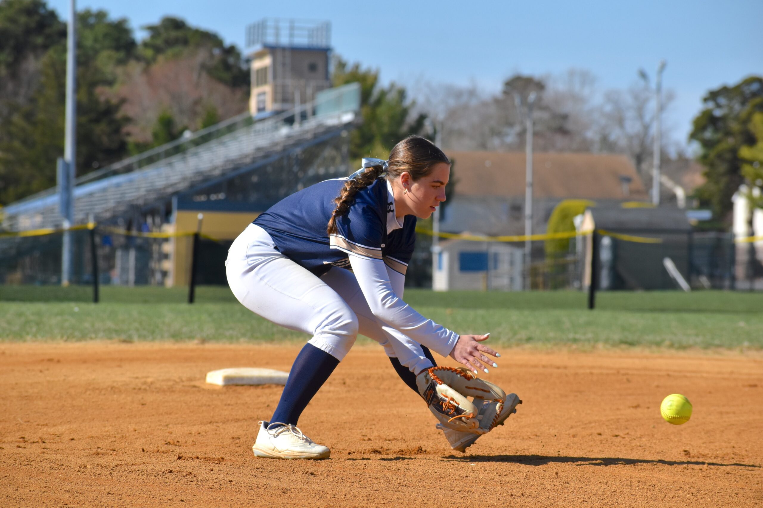 Photos by Mark Zimmaro
Madi Berry, Holy Spirit High School senior shortstop, takes infield practice prior to a game against Cape May County Technical High School on April 11.