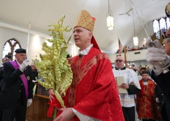 Bishop Joseph Williams celebrates Palm Sunday at Saint Clare of Assisi Parish, Saint Joseph Church in Swedesboro, Sunday, March 29, 2026.