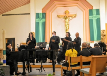 Photos courtesy of Deacon Nickolas Naticchione
Rev. Mr. Nickolas Naticchione, center, directed the “One Parish, One Voice” concert in the summer of 2024 at Our Lady of Guadalupe Parish Shrine in Lindenwold.