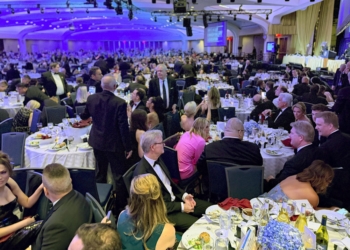 Guests watch from tables after U.S. President Donald Trump and first lady Melania Trump were rushed out of the White House Correspondents' Association dinner by Secret Service agents after gunshots were heard in Washington April 25, 2026. (OSV News photo/Jessica Koscielniak, Reuters)