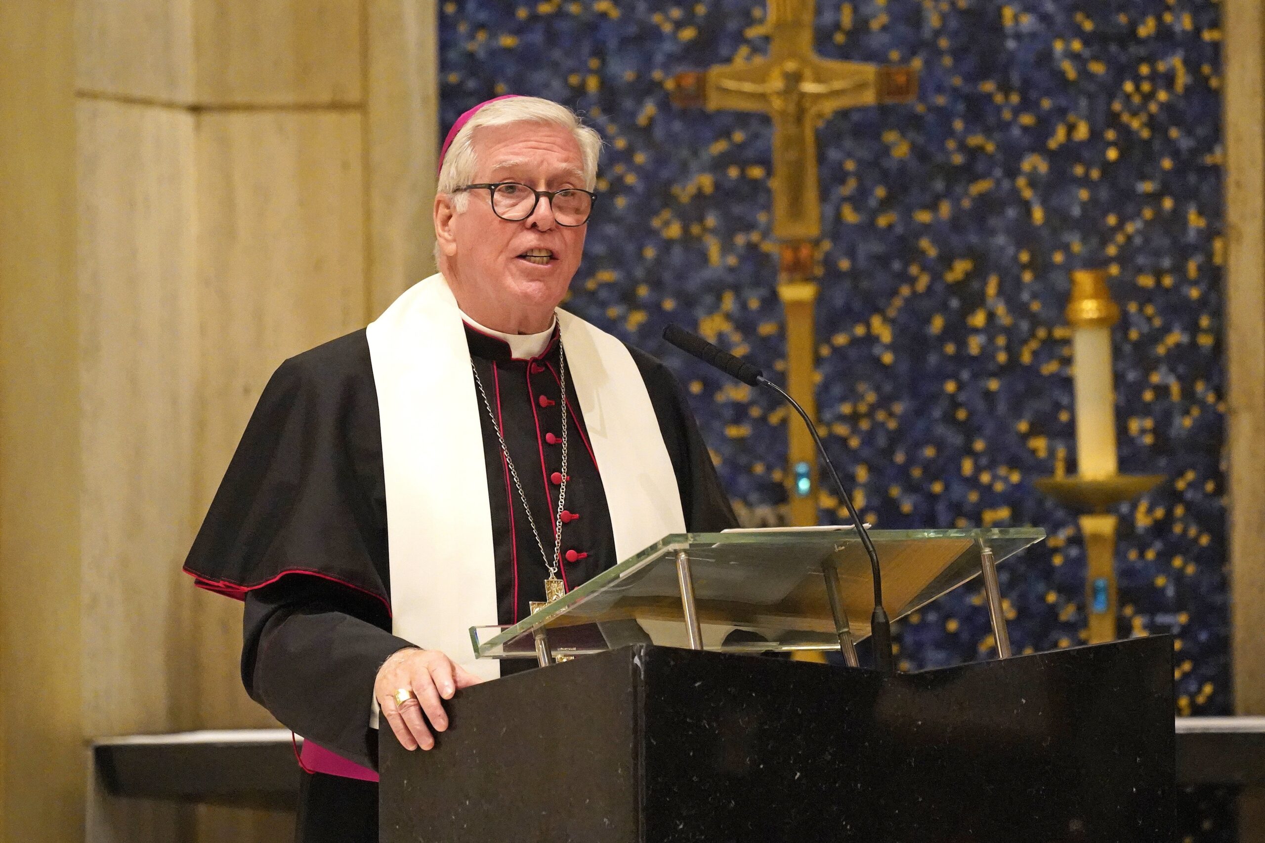 Bishop Frank J. Dewane of Venice, Fla., delivers the meditation during an evening prayer service at Holy Family Church in New York City Sept. 5, 2023. It was announced May 13, 2026, that Pope Leo XIV has accepted the  resignation of Bishop Dewane, 76, who had led the southwest Florida diocese since 2006, and appointed Father Emilio Biosca Agüero, a Capuchin Franciscan missionary who served in Cuba and Papua New Guinea, as the new bishop of Venice, Fla. (OSV News photo/Gregory A. Shemitz)