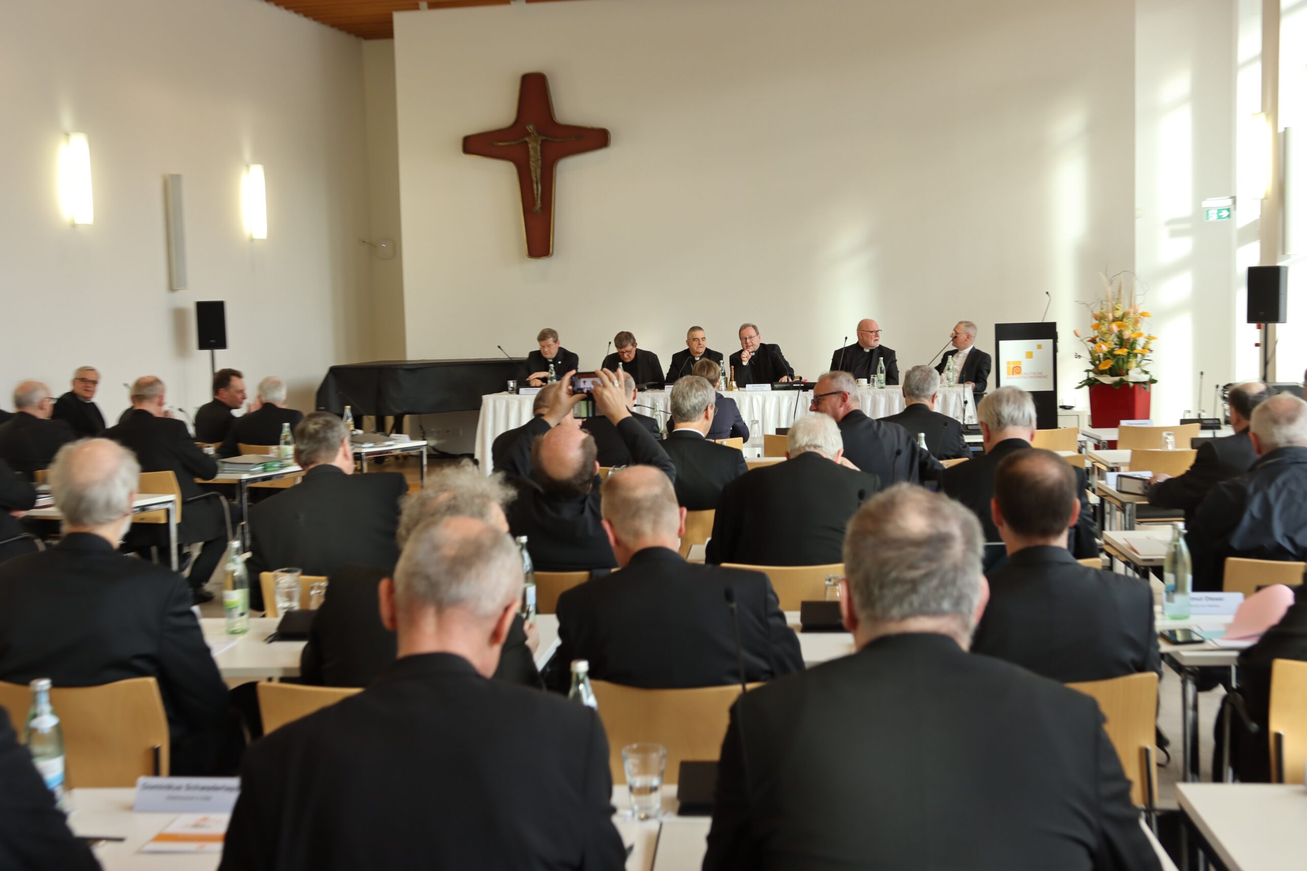 Bishops gather at the opening of the spring plenary assembly of the German Bishops' Conference in Würzburg, Germany, Feb. 23, 2026. Cardinal Pietro Parolin, Vatican secretary of state, told reporters May 6,  the Holy See has not ruled out intervention into same-sex blessings by German bishops if the dispute cannot be resolved. (OSV News photo/courtesy German bishops' conference)