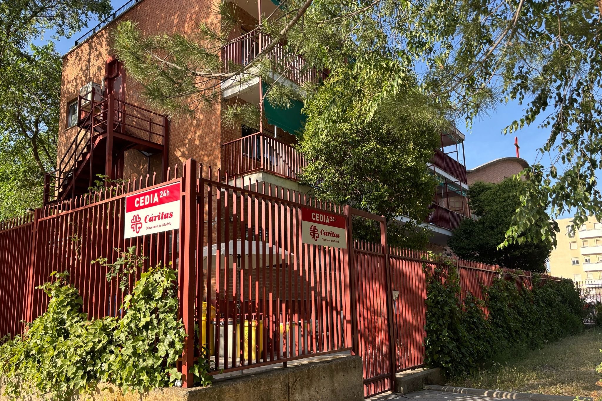 Exterior of the CEDIA 24 horas, a social center run by Caritas Madrid that serves as a shelter and offers social services, psychological care and workshops for the city's homeless May 28. Pope Leo XIV will visit the center when he arrives in Madrid June 6. (OSV News photo/Paulina Guzik)